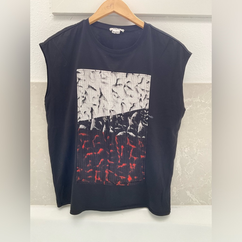 Helmut Lang sleeveless top with beautiful silk details in front
